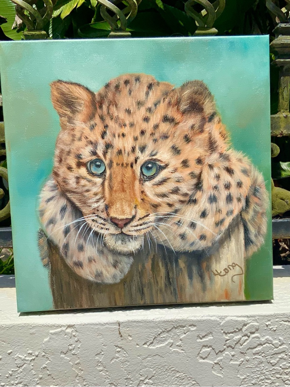 Hand Painted Leopard Cub in Oil Paint
